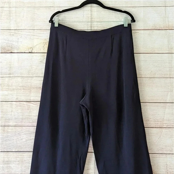 Exclusively Misook Classic Knit Silky Pull-On Pants Blue Purple Side Slit - Picture 10 of 10